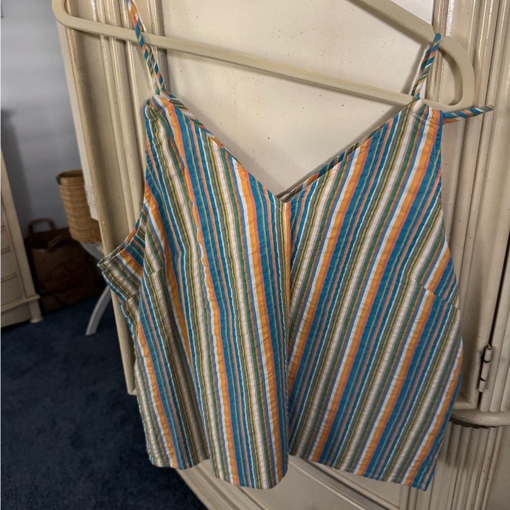 Roller Rabbit Blue and Tan Camisole Crop Top
